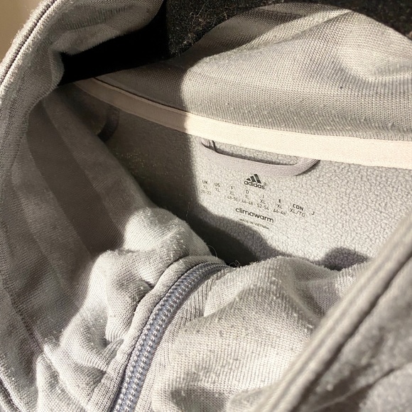 Grey Adidas Sweatshirt, Three Quarter ZipUp Hoodie - Picture 3 of 4
